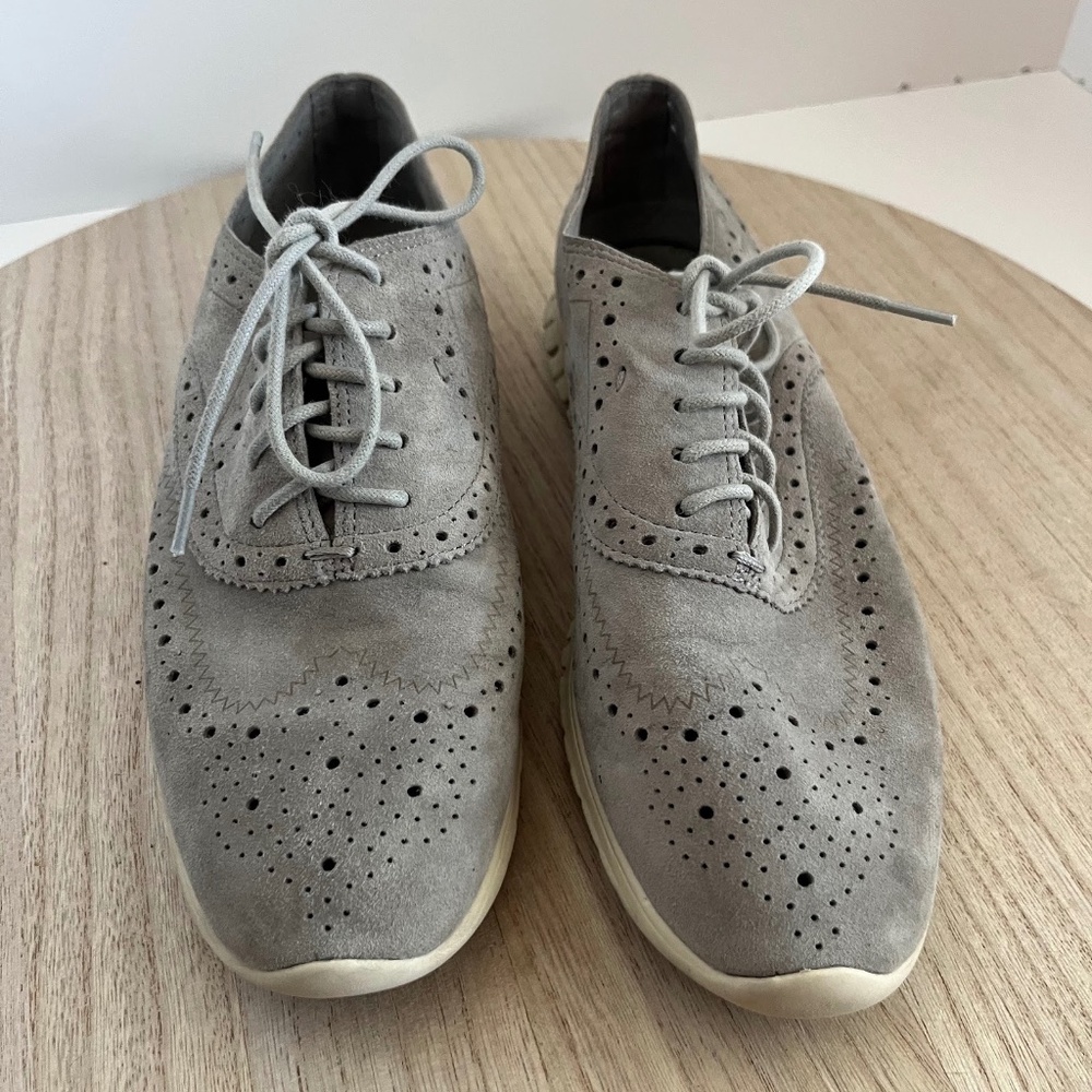 Cole Haan Women’s 8 ZeroGrand Wingtip Oxford Gray Suede Lightweight Comfort